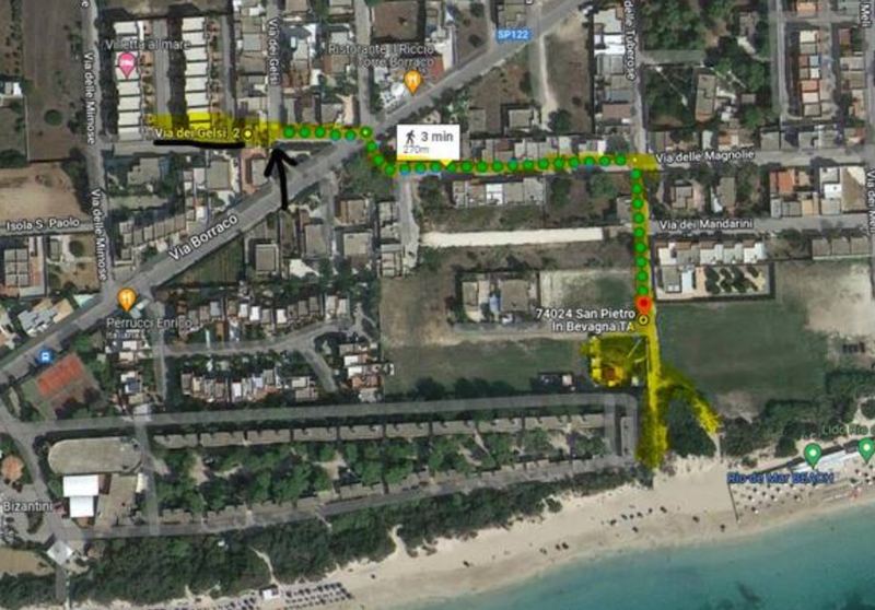 Mappa del percorso a piedi da Villa Litus alla spiaggia